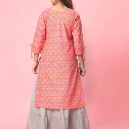BAESD Girls Floral Printed Round Sleeve A-Line Kurta image 2