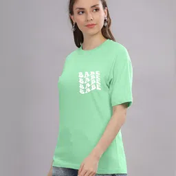 FALTU.CO Women Printed Drop-Shoulder Sleeves Pure Cotton T-shirt image 5