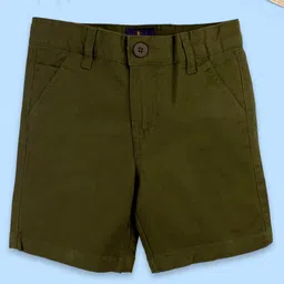 Kiddopanti Cotton Lycra Solid Shorts - Dark Green-picture-15