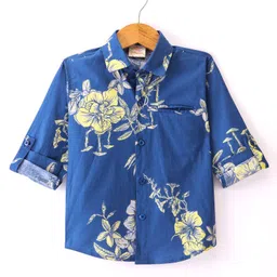 Rikidoos Full Sleeves Floral Printed Shirt - Blue-image-60