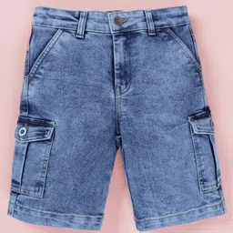 Kiddopanti Denim Woven Mild Washed Shorts - Light Rag Blue-picture-11