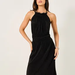 Styli Halter Neck Plisse Sleeveless A-Line Mini Dress-picture-25