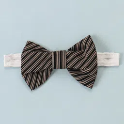 Mark & Mia Full Sleeves Party Wear Romper With Bow Striped - White & Brown image 5