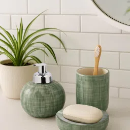 OBSESSIONS Set Of 3 Olive Ceramic Bathroom Set image 1