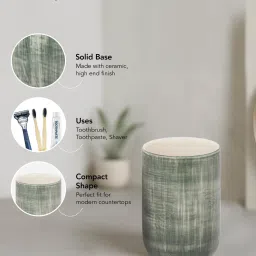 OBSESSIONS Set Of 3 Olive Ceramic Bathroom Set image 4