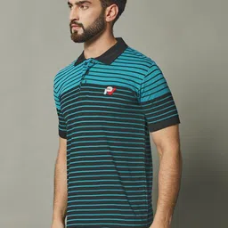 GET GOLF Men Striped Polo Collar Cotton T-shirt image 1