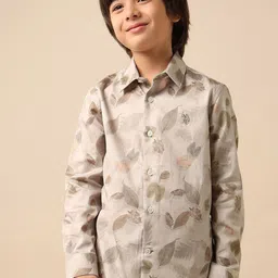 U.S. Polo Assn. Kids Boys Floral Printed Spread Collar Roll-Up Sleeves Pure Cotton Shirt-picture-29