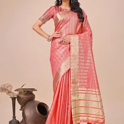 ALAGINI Striped Zari Organza Saree-picture-41
