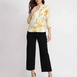 FableStreet Women Floral Printed Mandarin Collar Shirt Style Top image 4