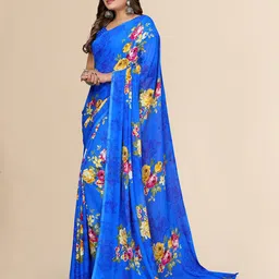 Moda Rapido Floral Poly Georgette Saree image 4