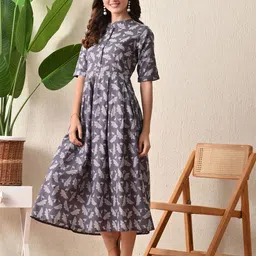 DECKEDUP Floral Print Empire Midi Dress image 5