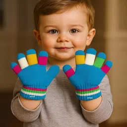 ketkar Kids Set Of 6 Patterned Winter Woollen Gloves image 3