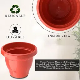 Kuber Industries Set Of 3 Red & Green Planter With Pot image 5