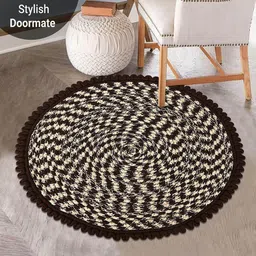 Kuber Industries Red & Cream 3 Pieces Printed Cotton Round Doormats image 2