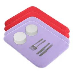 Kuber Industries 4-Pcs Purple & Red Non Slip Dish Drying Mats image 2