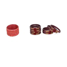 SOMIL Set Of 12 Artificial Stones Glass Bangles-picture-26