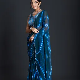 A.V.M Prints Beads and Stones Embellished Tie and Dye Maheshwari Saree image 2