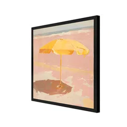 999Store Yellow & Brown Minimalist Beach Canvas Wall Art image 2