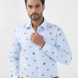 Raymond Men Spread Collar Conversational Printed Cotton Formal Shirt-picture-22