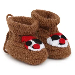 MayRa Knits Hand Knitted Face Pattern Crochet Booties - Brown-image-74
