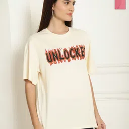 Metronaut Women Pack of 2 Graphic Printed Round Neck Cotton Oversized T-shirts-picture-10