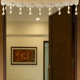 HAATHKA HOMES Gold Toned & White Beaded Jute Toran image 2