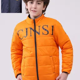 Monte Carlo Boys Mock Collar Typography Printed Reversible Puffer Jacket-picture-57