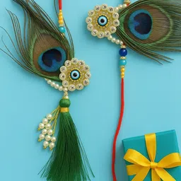 PASU FASHION Artificial Stones Studded And Beaded Bhaiya Bhabhi Rakhi-image-95