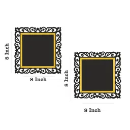 Shivmaan Art Yellow & Black Wooden 2 Pieces Wall-Mounted Square Portrait Wall Arts-8x8Inch image 3