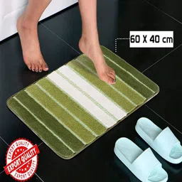 HOKIPO Green & White Patterned Microfibre 1800 GSM Bath Rugs image 3