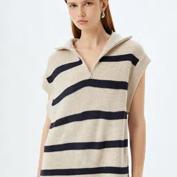 Koton Striped V-Neck Sleeveless Sweaters-picture-35