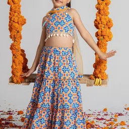 BAESD Girls Printed Shibori Ready to Wear Lehenga & Blouse With Dupatta image 3