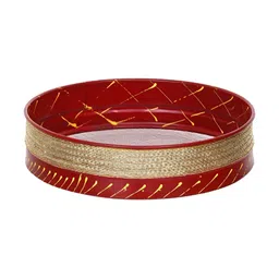 eCraftIndia Red & Yellow Metal Karwa Chauth Channi Sieve image 5