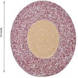 Aura 6-Pcs Maroon & Cream Spiral Round Cotton Table Placemats image 5