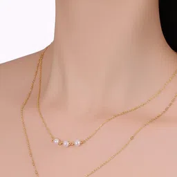 Vembley Women Gold-Plated Pearl Studded Layered Necklace-picture-27