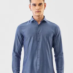 Snitch Men Textured Spread Collar Formal Shirt-image-68