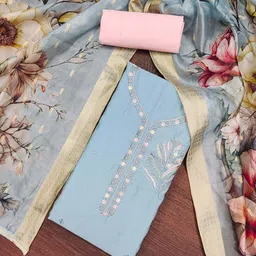 SAINOOR Embroidered Pure Silk Semi-Stitched Dress Material-picture-25