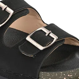 Layasa Women Striped Open Toe Flats with Buckles image 4