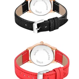 Gopal Shopcart Unisex Set Of 2 Dial & Straps Analogue Watch C25RG Roman BLK RED L image 2