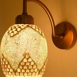 SOMIL Gold-Toned & White Textured Glass Cylinder Shaped Wall Lamp-picture-17