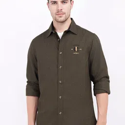 Iconic Men Relaxed Fit Textured Spread Collar Casual Shirt-image-1