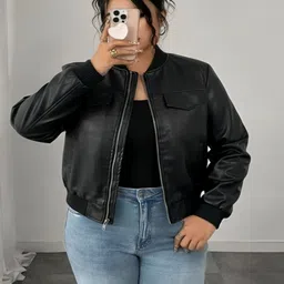 MAYKR Women Leather Water Resistant Bomber Jacket image 4