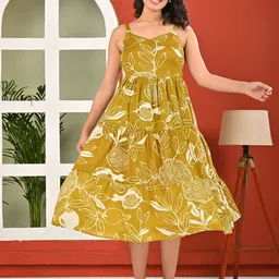 KEIYONA Floral Print Tiered Cotton Fit & Flare Midi Dress-image-76