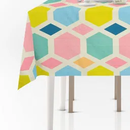 RRC Pink Geometric Printed 6-Seater Table Cover image 3