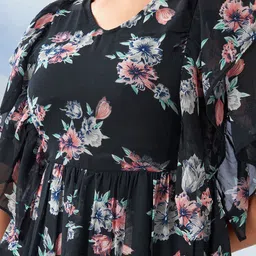 Selvia Women's Floral Print Flared Sleeve Fit & Flare Midi Dress image 2