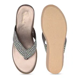 Shoestail Embellished Wedge Heels Sandals image 5