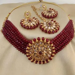 JMBW INTERNATIONAL Gold-Plated Artificial Stones Studded Jewellery Set-picture-17