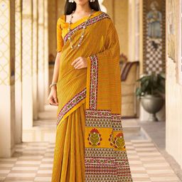 Anouk Rustic Striped Silk Blend Block Print Saree-picture-32