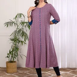 KALINI Geometric Printed Round Neck A Line Kurta image 3