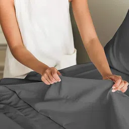 THEGASBH Grey 144 TC King Bedsheet with 1 Pillow Covers image 3